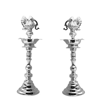 "Floral Samay Silver Diyas - JPSEP-22-148 - Click here to View more details about this Product